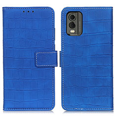 Leather Case Stands Flip Cover Holder K07Z for Nokia C210 Blue