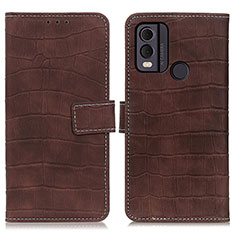 Leather Case Stands Flip Cover Holder K07Z for Nokia C22 Brown