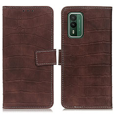 Leather Case Stands Flip Cover Holder K07Z for Nokia XR21 Brown
