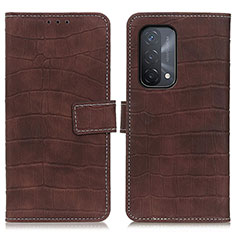 Leather Case Stands Flip Cover Holder K07Z for OnePlus Nord N200 5G Brown