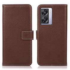 Leather Case Stands Flip Cover Holder K07Z for OnePlus Nord N300 5G Brown