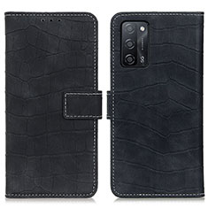 Leather Case Stands Flip Cover Holder K07Z for Oppo A53s 5G Black
