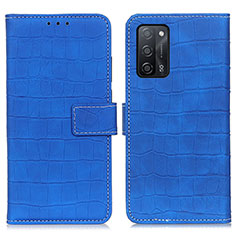 Leather Case Stands Flip Cover Holder K07Z for Oppo A53s 5G Blue
