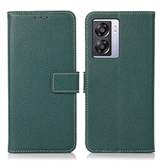Leather Case Stands Flip Cover Holder K07Z for Oppo A57 5G Green