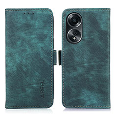 Leather Case Stands Flip Cover Holder K07Z for Oppo A58 5G Green