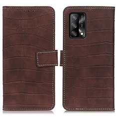 Leather Case Stands Flip Cover Holder K07Z for Oppo A74 4G Brown