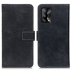 Leather Case Stands Flip Cover Holder K07Z for Oppo F19s Black