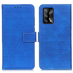 Leather Case Stands Flip Cover Holder K07Z for Oppo F19s Blue