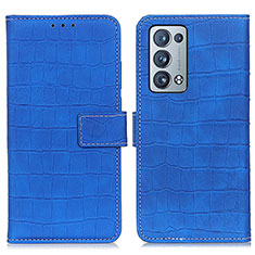 Leather Case Stands Flip Cover Holder K07Z for Oppo Reno6 Pro 5G Blue