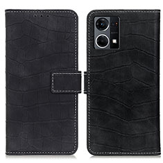 Leather Case Stands Flip Cover Holder K07Z for Oppo Reno7 4G Black