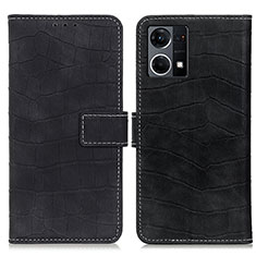 Leather Case Stands Flip Cover Holder K07Z for Oppo Reno8 4G Black