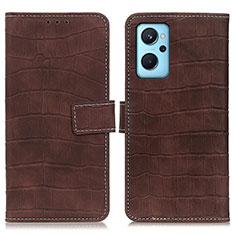 Leather Case Stands Flip Cover Holder K07Z for Realme 9i 4G Brown