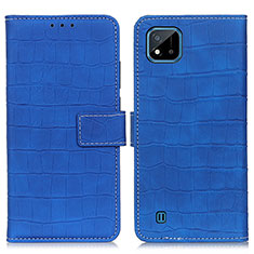 Leather Case Stands Flip Cover Holder K07Z for Realme C11 (2021) Blue