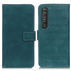 Leather Case Stands Flip Cover Holder K07Z for Sony Xperia 1 III Green