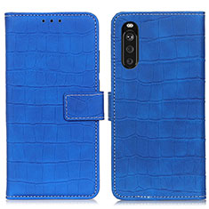 Leather Case Stands Flip Cover Holder K07Z for Sony Xperia 10 III Blue