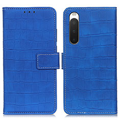 Leather Case Stands Flip Cover Holder K07Z for Sony Xperia 10 IV Blue