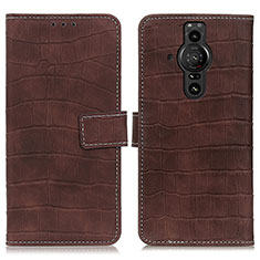 Leather Case Stands Flip Cover Holder K07Z for Sony Xperia PRO-I Brown