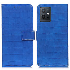 Leather Case Stands Flip Cover Holder K07Z for Vivo iQOO Z6 5G Blue