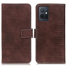 Leather Case Stands Flip Cover Holder K07Z for Vivo iQOO Z6 5G Brown