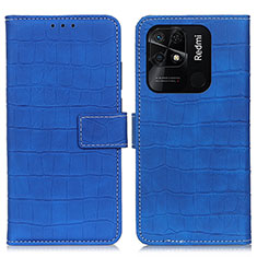 Leather Case Stands Flip Cover Holder K07Z for Xiaomi Redmi 10 Power Blue