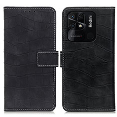 Leather Case Stands Flip Cover Holder K07Z for Xiaomi Redmi 10C 4G Black