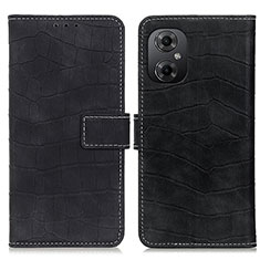 Leather Case Stands Flip Cover Holder K07Z for Xiaomi Redmi Note 11R 5G Black