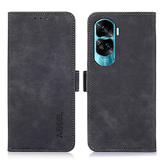 Leather Case Stands Flip Cover Holder K08Z for Huawei Honor 90 Lite 5G Black