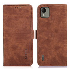 Leather Case Stands Flip Cover Holder K08Z for Nokia C110 Brown