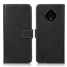 Leather Case Stands Flip Cover Holder K08Z for Nokia C200 Black