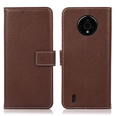 Leather Case Stands Flip Cover Holder K08Z for Nokia C200 Brown