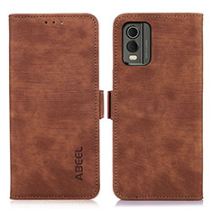 Leather Case Stands Flip Cover Holder K08Z for Nokia C32 Brown