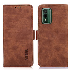 Leather Case Stands Flip Cover Holder K08Z for Nokia XR21 Brown