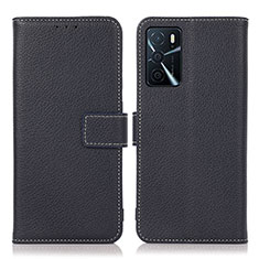 Leather Case Stands Flip Cover Holder K08Z for Oppo A16 Navy Blue