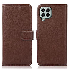 Leather Case Stands Flip Cover Holder K08Z for Samsung Galaxy M33 5G Brown