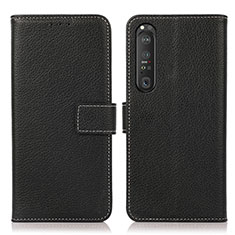 Leather Case Stands Flip Cover Holder K08Z for Sony Xperia 1 III Black