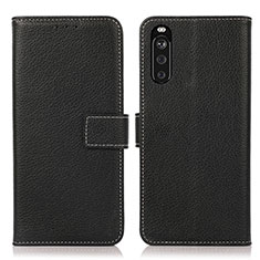 Leather Case Stands Flip Cover Holder K08Z for Sony Xperia 10 III Black