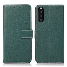 Leather Case Stands Flip Cover Holder K08Z for Sony Xperia 10 III Green