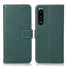 Leather Case Stands Flip Cover Holder K08Z for Sony Xperia 5 III Green