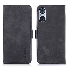 Leather Case Stands Flip Cover Holder K08Z for Sony Xperia 5 V Black