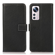 Leather Case Stands Flip Cover Holder K08Z for Xiaomi Mi 12 5G Black