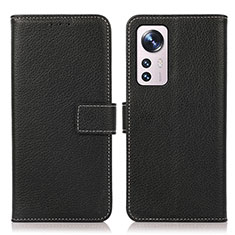 Leather Case Stands Flip Cover Holder K08Z for Xiaomi Mi 12X 5G Black