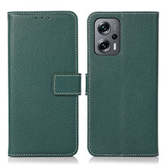 Leather Case Stands Flip Cover Holder K08Z for Xiaomi Redmi Note 11T Pro 5G Green