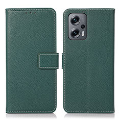 Leather Case Stands Flip Cover Holder K08Z for Xiaomi Redmi Note 11T Pro+ Plus 5G Green