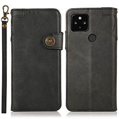 Leather Case Stands Flip Cover Holder K09Z for Google Pixel 4a 5G Black
