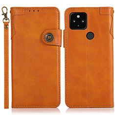 Leather Case Stands Flip Cover Holder K09Z for Google Pixel 4a 5G Brown