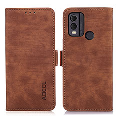 Leather Case Stands Flip Cover Holder K09Z for Nokia C22 Brown
