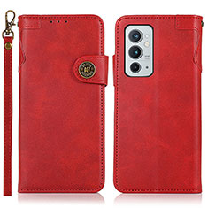 Leather Case Stands Flip Cover Holder K09Z for OnePlus 9RT 5G Red