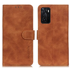 Leather Case Stands Flip Cover Holder K09Z for Oppo A55S 5G Brown