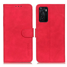 Leather Case Stands Flip Cover Holder K09Z for Oppo A55S 5G Red