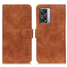 Leather Case Stands Flip Cover Holder K09Z for Oppo A56S 5G Brown